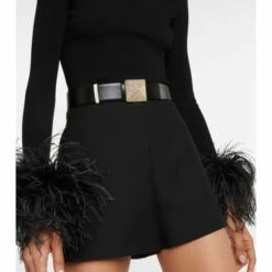 Valentino Garavani One Stud Embellished Leather Belt