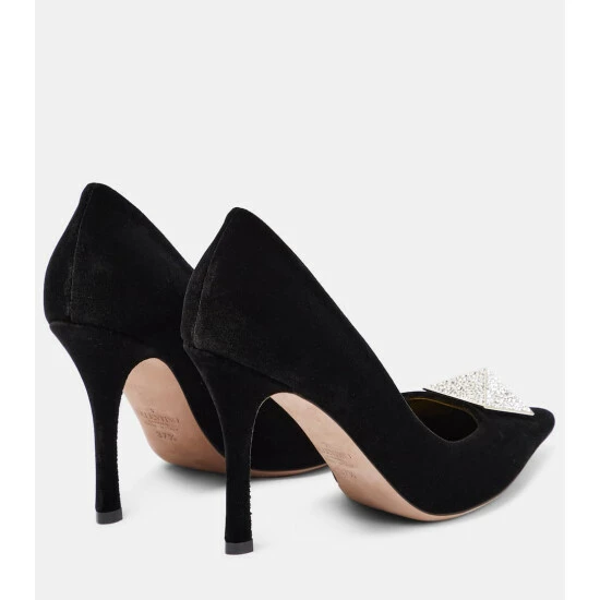 Valentino Garavani One Stud Embellished Suede Pumps 4 Valentino Garavani One Stud Embellished Suede Pumps - Image 2