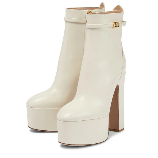 Valentino Garavani Tan-Go Leather Platform Ankle Boots 6 Valentino Garavani Tan-Go Leather Platform Ankle Boots - Image 4