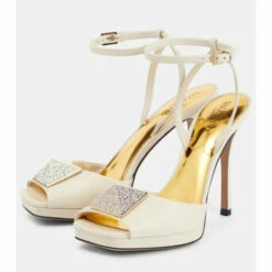 Valentino Garavani One Stud Embellished Leather Sandals -Valentino Garavani Sales unnamed file 1198