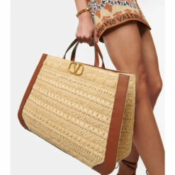 Valentino Garavani VLogo Signature Raffia-effect Tote Bag