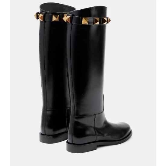Valentino Garavani Roman Stud Leather Knee-high Boots 4 Valentino Garavani Roman Stud Leather Knee-high Boots - Image 2