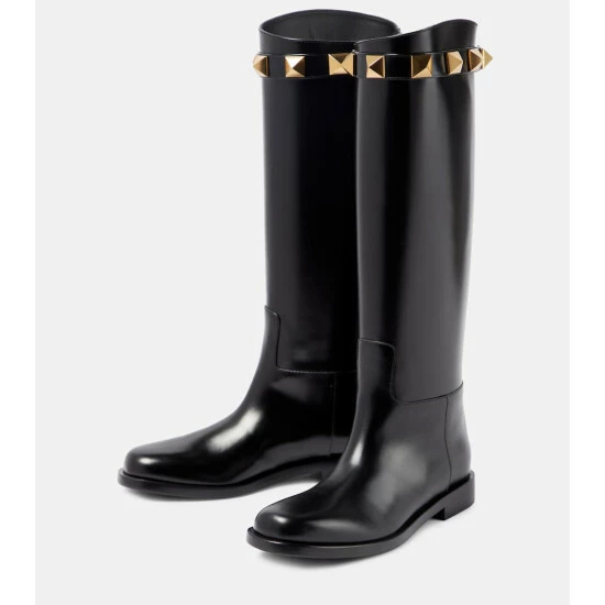 Valentino Garavani Roman Stud Leather Knee-high Boots 6 Valentino Garavani Roman Stud Leather Knee-high Boots - Image 4