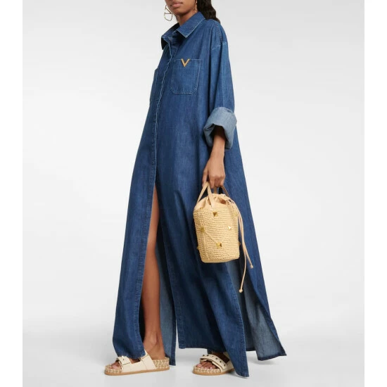 Valentino Garavani Roman Stud Raffia Bucket Bag 6 Valentino Garavani Roman Stud Raffia Bucket Bag - Image 4