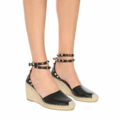 Valentino Garavani Rockstud Double Leather Wedge Espadrilles -Valentino Garavani Sales unnamed file 2144