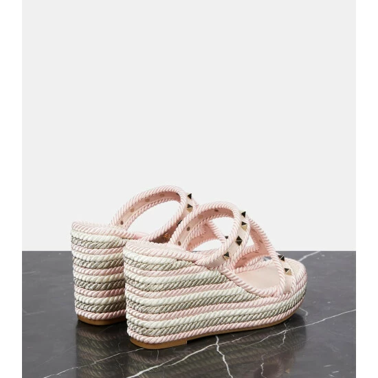 Valentino Garavani Rockstud Leather Wedge Espadrilles 4 Valentino Garavani Rockstud Leather Wedge Espadrilles - Image 2