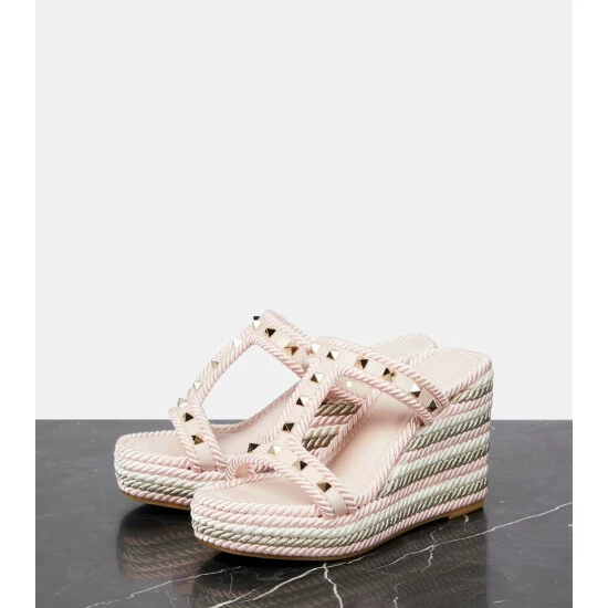 Valentino Garavani Rockstud Leather Wedge Espadrilles 6 Valentino Garavani Rockstud Leather Wedge Espadrilles - Image 4