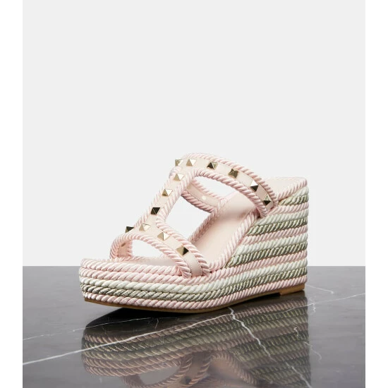 Valentino Garavani Rockstud Leather Wedge Espadrilles 7 Valentino Garavani Rockstud Leather Wedge Espadrilles - Image 5