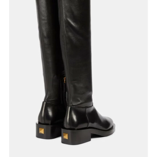 Valentino Garavani Roman Stud Leather Over-the-knee Boots 4 Valentino Garavani Roman Stud Leather Over-the-knee Boots - Image 2