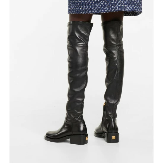 Valentino Garavani Roman Stud Leather Over-the-knee Boots 5 Valentino Garavani Roman Stud Leather Over-the-knee Boots - Image 3