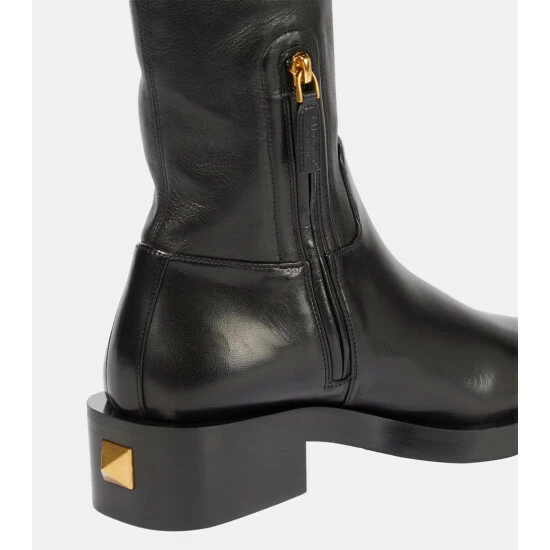 Valentino Garavani Roman Stud Leather Over-the-knee Boots 7 Valentino Garavani Roman Stud Leather Over-the-knee Boots - Image 5