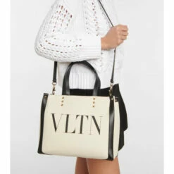 Valentino Garavani VLTN Mini Leather-trimmed Canvas Tote