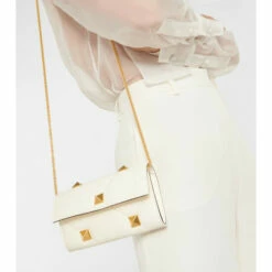 Valentino Garavani Roman Stud Leather Wallet On Chain