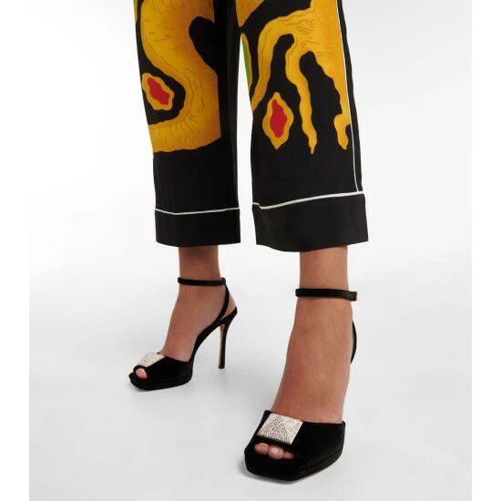 Valentino Garavani One Stud Velvet Sandals 5 Valentino Garavani One Stud Velvet Sandals - Image 3