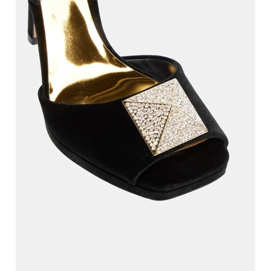 Valentino Garavani One Stud Velvet Sandals 7 Valentino Garavani One Stud Velvet Sandals - Image 5