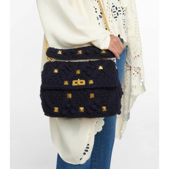 Valentino Garavani Roman Stud Large Crocheted Shoulder Bag 3 Valentino Garavani Roman Stud Large Crocheted Shoulder Bag