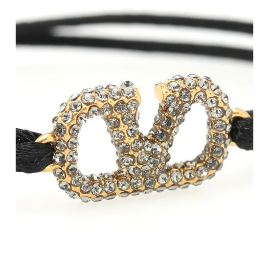 Valentino Garavani VLOGO Crystal-embellished Cord Bracelet 4 Valentino Garavani VLOGO Crystal-embellished Cord Bracelet - Image 3