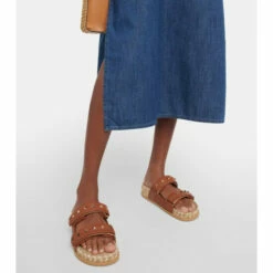 Valentino Garavani Rockstud Leather And Raffia Slides -Valentino Garavani Sales unnamed file 394