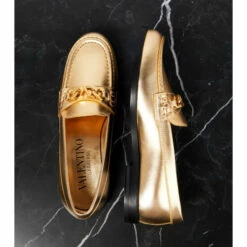 Valentino Garavani VLogo Chain Metallic Leather Loafers -Valentino Garavani Sales unnamed file 540