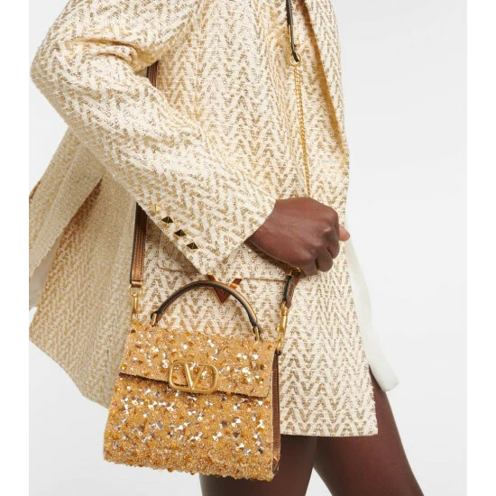 Valentino Garavani VSling Mini Sequined Leather Tote Bag 3 Valentino Garavani VSling Mini Sequined Leather Tote Bag