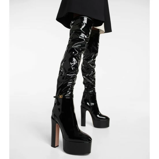 Valentino Garavani Tan-Go Patent Leather Over-the-knee Boots 5 Valentino Garavani Tan-Go Patent Leather Over-the-knee Boots - Image 3