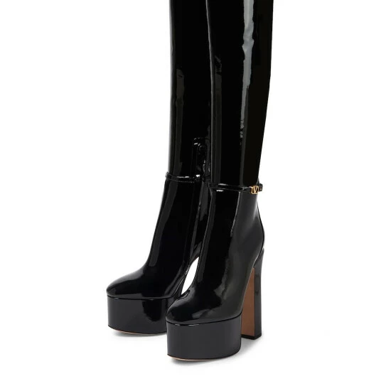 Valentino Garavani Tan-Go Patent Leather Over-the-knee Boots 6 Valentino Garavani Tan-Go Patent Leather Over-the-knee Boots - Image 4