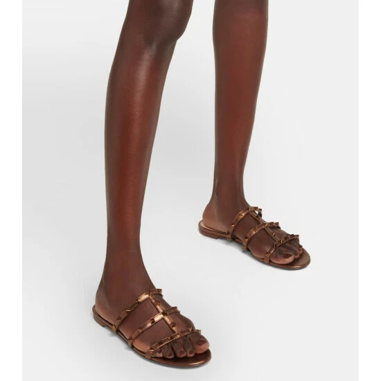 Valentino Garavani Rockstud Metallic Leather Sandals 5 Valentino Garavani Rockstud Metallic Leather Sandals - Image 3