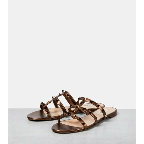 Valentino Garavani Rockstud Metallic Leather Sandals 6 Valentino Garavani Rockstud Metallic Leather Sandals - Image 4