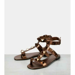 Valentino Garavani Roman Stud Metallic Leather Sandals -Valentino Garavani Sales unnamed file 627