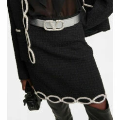 Valentino Garavani VLogo Signature Embellished Reversible Leather Belt