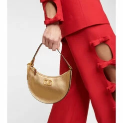 Valentino Garavani VLogo Metallic Leather Shoulder Bag