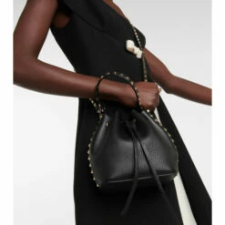 Valentino Garavani Rockstud Small Leather Bucket Bag