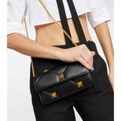 Valentino Garavani Roman Stud Leather Wallet On Chain