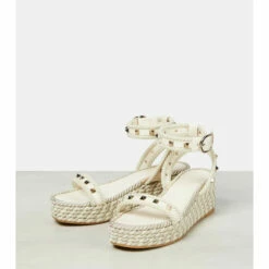 Valentino Garavani Rockstud Leather Wedge Espadrilles -Valentino Garavani Sales unnamed file 93