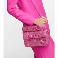 Valentino Garavani Roman Stud Medium Embellished Leather Shoulder Bag